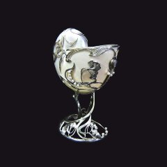 Серебряная ваза ручной работы «Осень» из морской раковины NAUTILUS