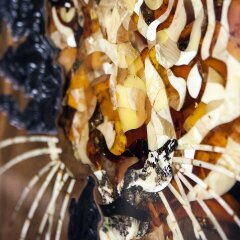 Нарды из карельской берёзы «Тигр» с янтарной инкрустацией