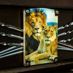 Подарочный набор для пикника «Лев» в кожаном чемодане