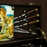 Подарочный набор для пикника «Лев» в кожаном чемодане