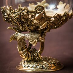 Подарочный бокал для коньяка «Золотая рыбка» с объёмной фигуркой