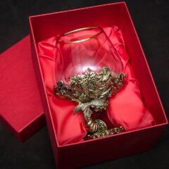 Подарочный бокал для коньяка «Золотая рыбка» с объёмной фигуркой