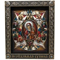 Большая резная икона «Неопалимая Купина» с кристаллами Сваровски