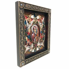 Большая резная икона «Неопалимая Купина» с кристаллами Сваровски