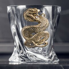 Подарочне бокалы для виски «Змея» (2 шт.) в футляре из массива дерева