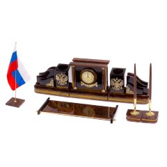 Настольный набор органайзер «Градоначальник» из камня обсидиан