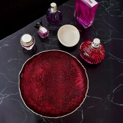 Бордовое декоративное блюдо «Аметистовые джунгли» для интерьера дома