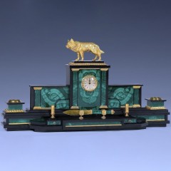 Настольный набор органайзер «Волк» из малахита в подарок руководителю