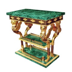 Прямоугольный малахитовый стол «Антик» из натурального камня для интерьера дома