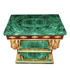 Прямоугольный малахитовый стол «Антик» из натурального камня для интерьера дома