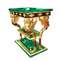 Прямоугольный малахитовый стол «Антик» из натурального камня для интерьера дома