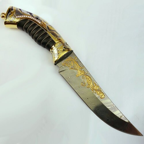 Позолоченный нож «ELEGANT» в металлических ножнах с инкрустацией