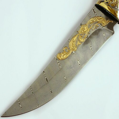 Позолоченный нож «ELEGANT» в металлических ножнах с инкрустацией