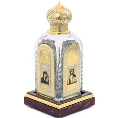 Стеклянный графин «Святая вода» на подставке из яшмы к Светлому празднику Пасхи