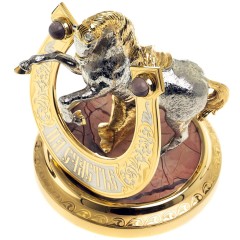 Декоративная подкова с лошадью «На счастье» на яшме в подарок сестре