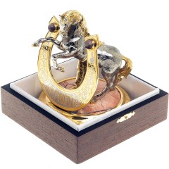 Декоративная подкова с лошадью «На счастье» на яшме в подарок сестре