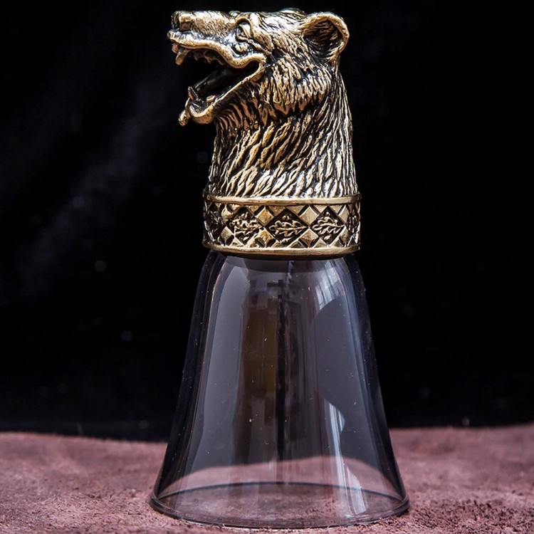 Подарочная стопка перевёртыш «Весёлый медведь» из бронзы