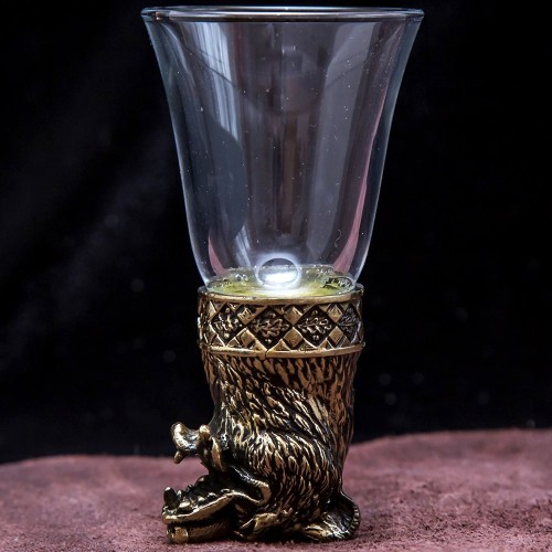 Подарочная стопка перевёртыш «Весёлый медведь» из бронзы