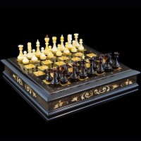 Шахматный ларец «Имперский» из морёного дуба и янтаря