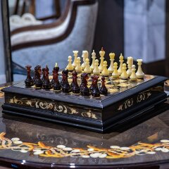 Шахматный ларец «Имперский» из морёного дуба и янтаря