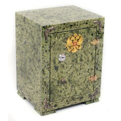 Декоративный сейф из камня змеевик «Герб РФ» для хранения документов