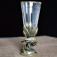 Хрустальная рюмка лафитник «Щука» из бронзы