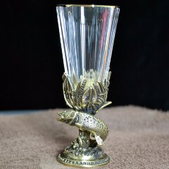 Хрустальная рюмка лафитник «Щука» из бронзы