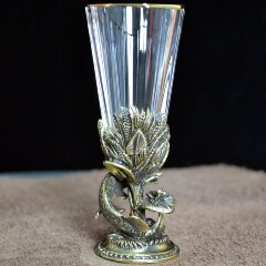 Хрустальная рюмка лафитник «Щука» из бронзы