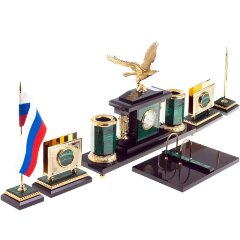 Настольный органайзер «Парящий орёл» из натурального камня малахит