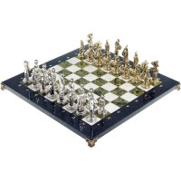 Коллекционные шахматы «Дон Кихот» с бронзовыми фигурами на каменной доске (змеевик, мрамор)