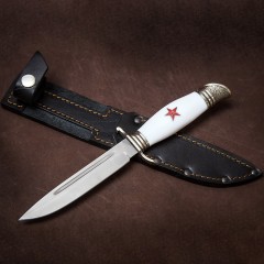Наградной нож финка «ВМФ» со звездой СССР в кожаном чехле