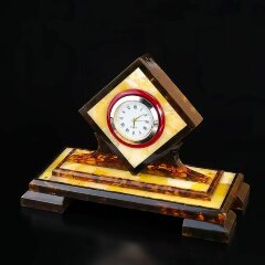 Настольные часы из янтаря «Ромб» для рабочего стола