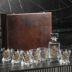 Подарочный набор бокалов для виски «Змея» (6 шт.) со Штофом символ года 2025