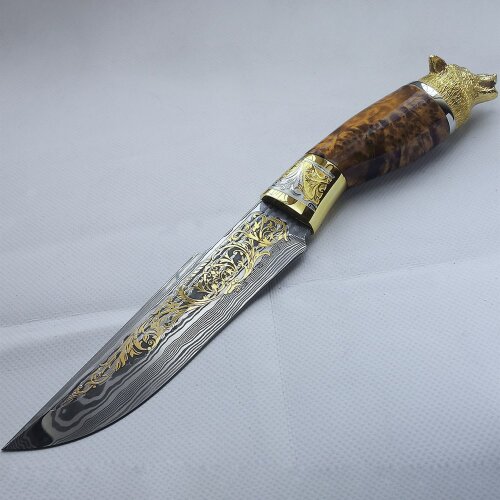 Сувенирный нож «Волк» с дамасским клинком