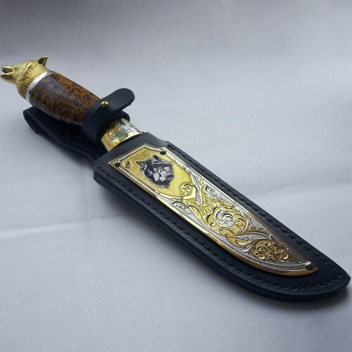 Сувенирный нож «Волк» с дамасским клинком