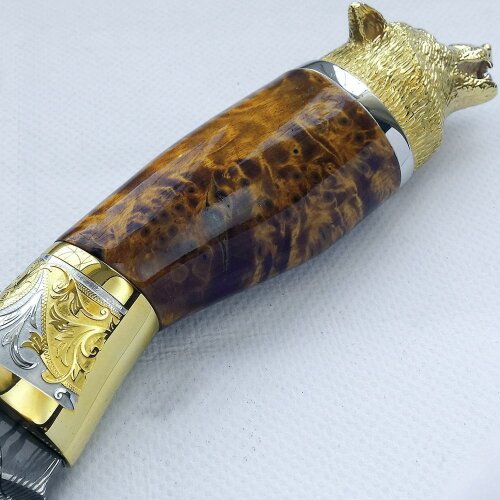 Сувенирный нож «Волк» с дамасским клинком