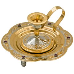 Позолоченный подсвечник «Вечер» на блюде