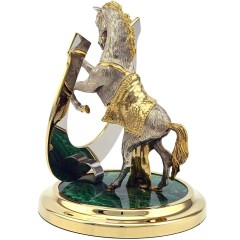 Сувенирная подкова с лошадью «На счастье» на подставке из малахита в подарок жене