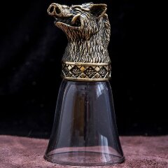 Подарочная стопка перевёртыш «Весёлый кабан» из бронзы