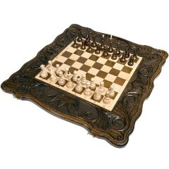 Резные шахматы с нардами «Корона»