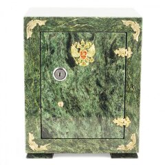 Декоративный сейф из камня змеевик «Герб России» для хранения документов