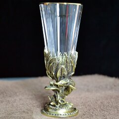 Хрустальная рюмка лафитник «Осётр» из бронзы