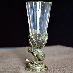 Хрустальная рюмка лафитник «Осётр» из бронзы