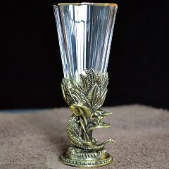 Хрустальная рюмка лафитник «Осётр» из бронзы