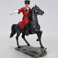 Сувенирная статуэтка «Кубанский казак на чёрном коне» из искусственного камня