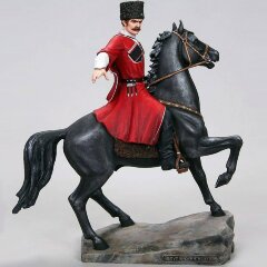 Сувенирная статуэтка «Кубанский казак на чёрном коне» из искусственного камня