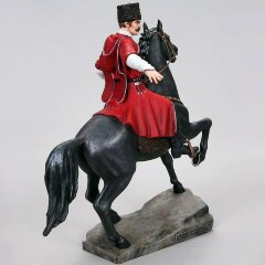 Сувенирная статуэтка «Кубанский казак на чёрном коне» из искусственного камня