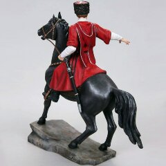 Сувенирная статуэтка «Кубанский казак на чёрном коне» из искусственного камня