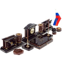 Настольный органайзер «Руководитель» из натурального камня обсидиан