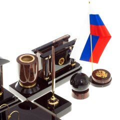 Настольный органайзер «Руководитель» из натурального камня обсидиан